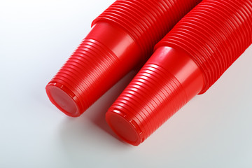 red disposable plastic glasses