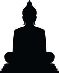 buddha statue on silhouette in vector