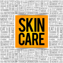 Skin care word cloud collage, health concept background