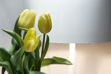 Bouquet of yellow tulips, interiors