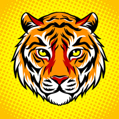 Tiger head pop art style vector illustration