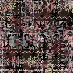 Seamless pattern ethnic design. Navajo background with tribal triangles and watercolor effect. Textile print for bed linen, jacket, package design, fabric and fashion concepts.