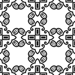 Obraz premium Abstract seamless black and white color pattern for wallpapers and backgrounds. Vector template can be used for design of wallpaper, fabric, oilcloth, textile, wrapping paper and other