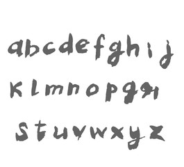 Hand drawn alphabet written with brush pen.