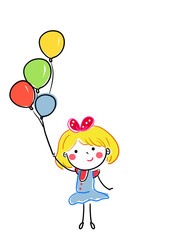 Happy smiling Kid holding balloons