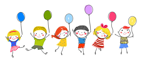 Group of children with balloon