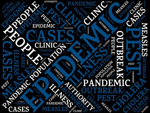 EPIDEMIC - image with words associated with the topic EPIDEMIC, word cloud, cube, letter, image, illustration