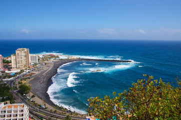 Martianez Beach, Playa Martianez , View from mirador de La Paz, Puerto de la Cruz, Tenerife, Canary island,Spain