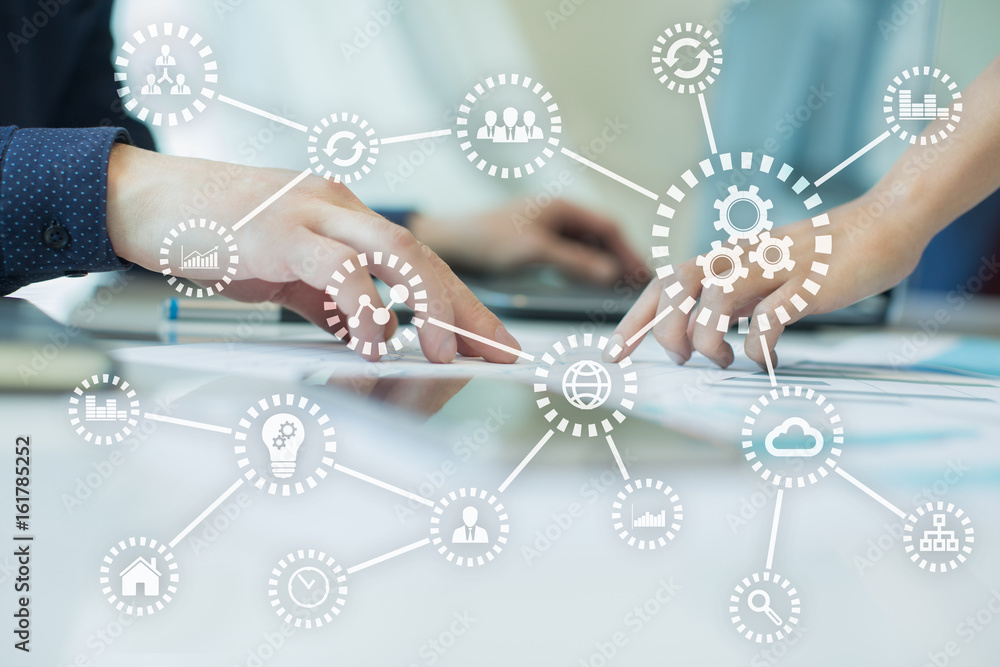 Aufkleber iot. internet of things. automation and modern technology concept.