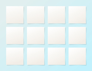 Fototapeta premium 12 pieces blank sheet of white paper with the shadow
