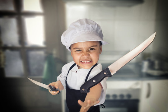 Girl throwing a knife