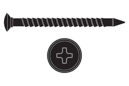 Metal screw. Black icon