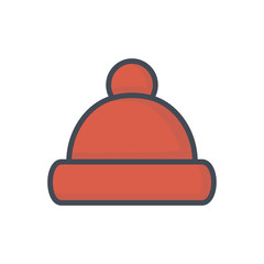 Winter hat clothes colored icon