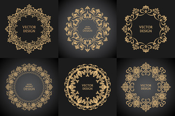 Set of circular baroque patterns