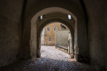 The stone street  in an old town