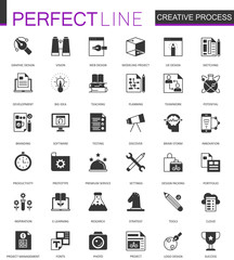 Black classic creative process web icons set.