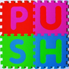 An Image of a sign - PUSH