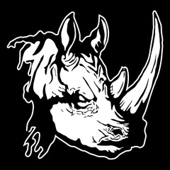 Vector illustration of a rhinoceros head