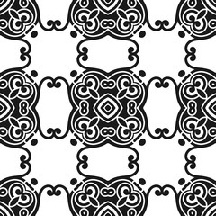 Abstract seamless black and white color pattern for wallpapers and backgrounds. Vector template can be used for design of wallpaper, fabric, oilcloth, textile, wrapping paper and other