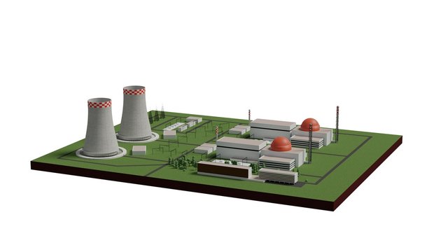 nuclear power plant isolated on white 3d illustration