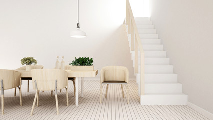 dining area white tone in home or apartment - 3D Rendering