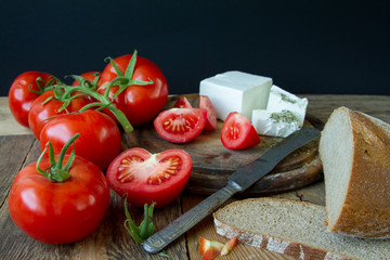 tomatoes and white greek cheese