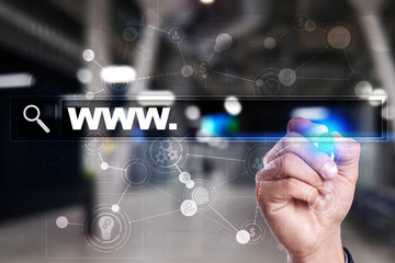 Search bar with www text. Web site, URL. Business, internet, technology concept.