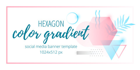 Hexagon color gradient social media banner template tw