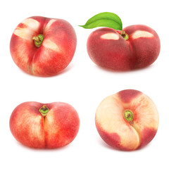 Set of flat nectarines isolated on white.