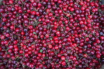 Cherry basket Sweet cherry background cherry with leaf