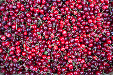 Cherry basket Sweet cherry background cherry with leaf