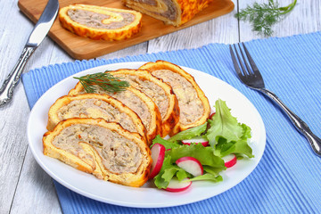 ground chicken mushrooms spicy Meatloaf rollup