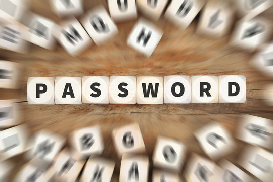 Password security computer protect data protection dice business concept