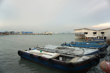 Fototapeta premium Fisherman boats parking at the jetty