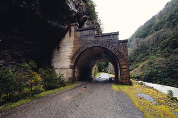 Fototapeta na wymiar Road Tunnel - Mountain Tunnel in Abkhazia