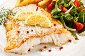     Fish dish - fried fish fillet and vegetables 