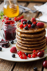 Healthy pancakes with fresh berries