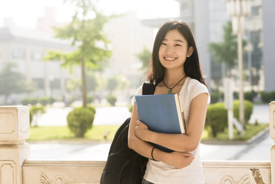 Smart Female College Student On Campus