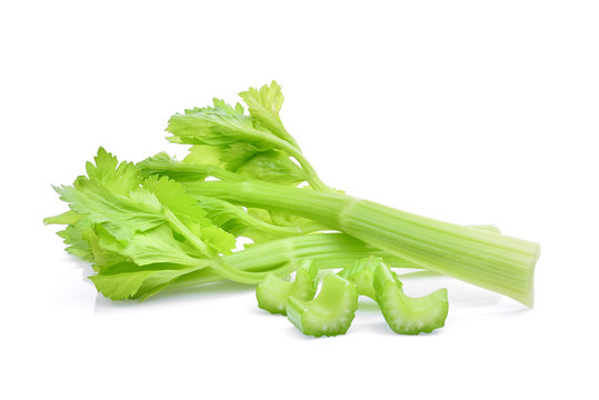 green celery slice isolated on white background