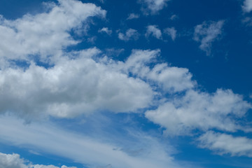 Blue sky with clouds closeup for background. Fluffy cloud in the blue sky.