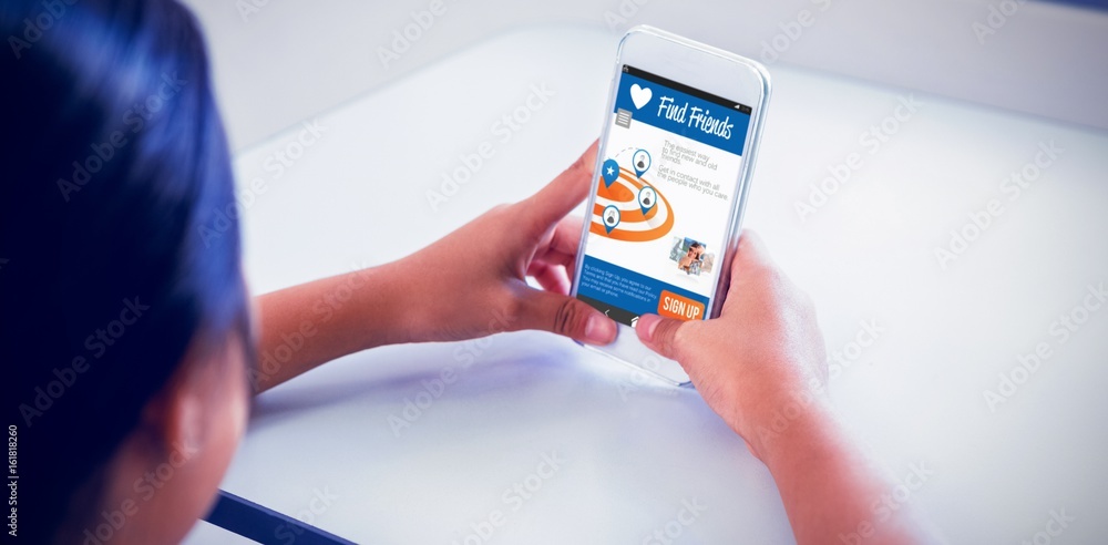 Poster composite 3d image of interface of chat application