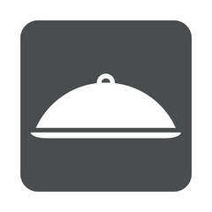 Icono plano bandeja con tapa en cuadrado gris