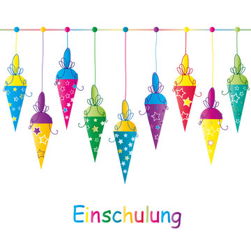 H&auml;ngende bunte Schult&uuml;ten