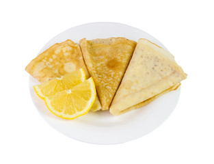 Fresh lemon crepes isolated