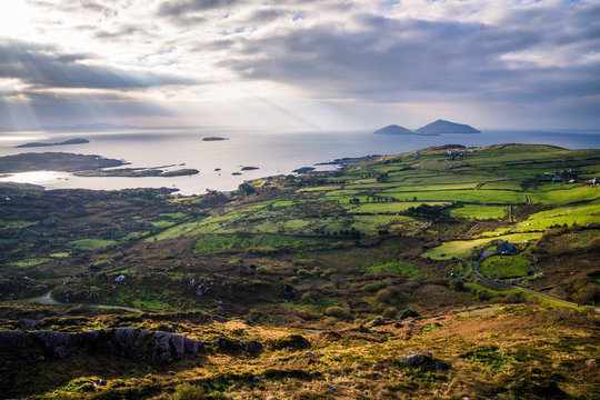 Sun over Kerry islands