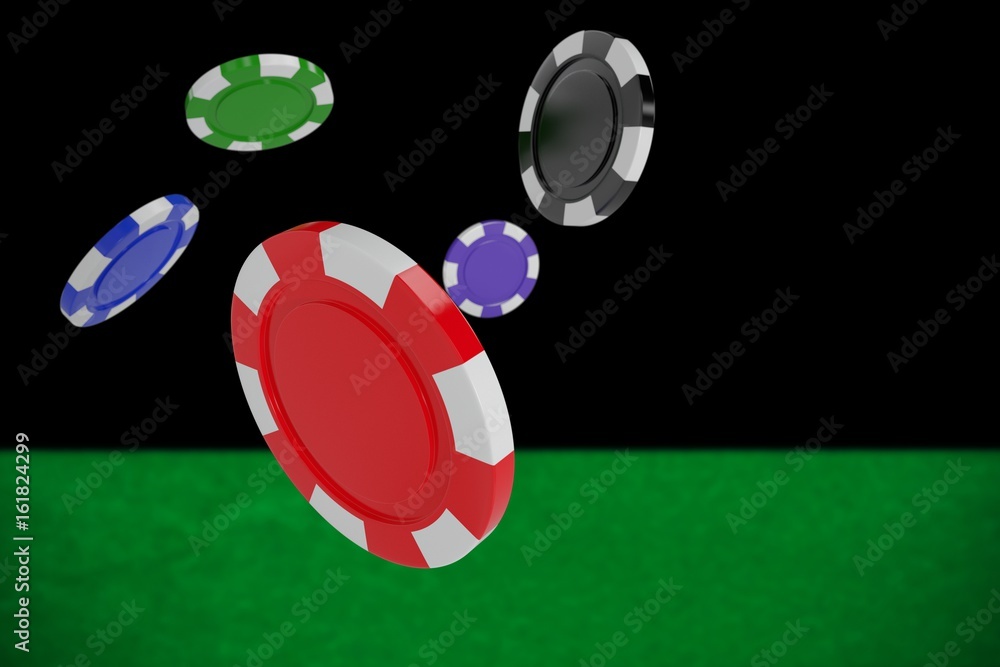 Poster composite image of vector image of 3d gambling chips