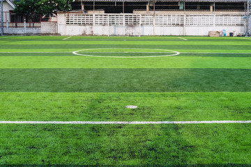 Artificial turf,soccer field,White stripe on the artificial soccer field