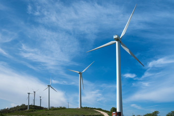 wind turbines in eolic park - obrazy, fototapety, plakaty
