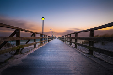 Plakat Ostsee Seebrücke Zingst bei Sonnenaufgang Energie tangen