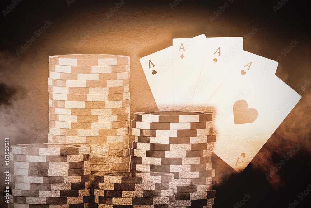 Poster composite image of vector 3d image of gambling chips